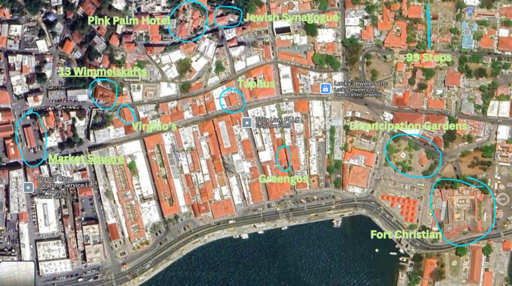 map with historical sites in charlotte amalie